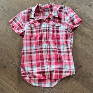 Eddie Bauer Red Plaid Button Down Shirt